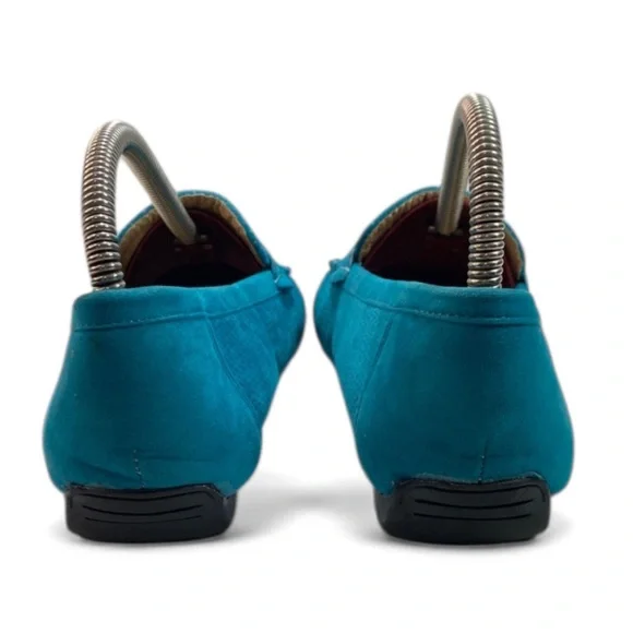 Pierre Dumas Turquoise Blue Suede Penny Loafers Women’s 8 - Picture 3 of 14